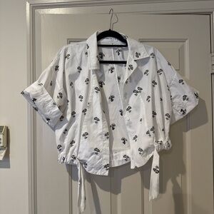 Victoria Beckham White Button-Up Blouse in Daisy print